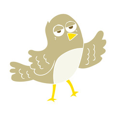 flat color illustration of a cartoon bird