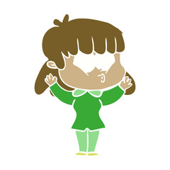 flat color style cartoon whistling girl