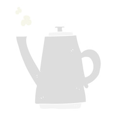 flat color illustration of a cartoon coffee kettle