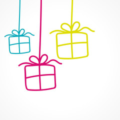 carte, cadeaux colorés