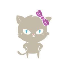 cute flat color style cartoon cat