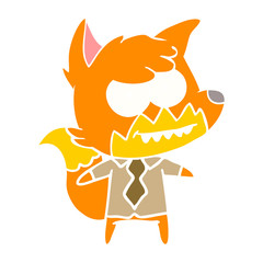 flat color style cartoon grinning fox