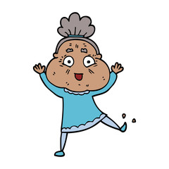 Obraz na płótnie Canvas cartoon doodle dancing old lady