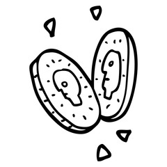 line drawing cartoon money coins