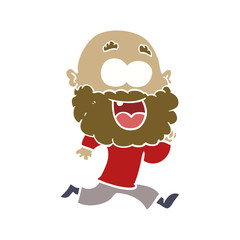Fototapeta premium flat color style cartoon crazy happy man with beard running