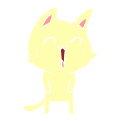 happy flat color style cartoon cat