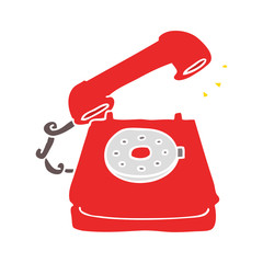 flat color style cartoon old telephone