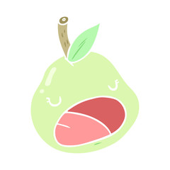 cute flat color style cartoon pear