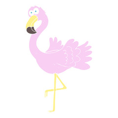flat color illustration of a cartoon flamingo