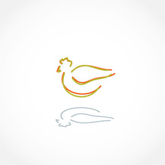 chicken icon vector line illustration