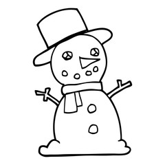 line drawing cartoon traditional snowman