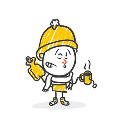 Strichfiguren / Strichmännchen: Schnupfen, krank, Erkältung. (Nr. 317)	