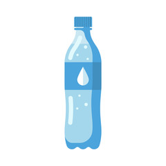 Plastic water bottle. Healthy agua. Plastic container for natural water. Cool mineral summer drink. Vector illustration flat design. Isolated on white background.