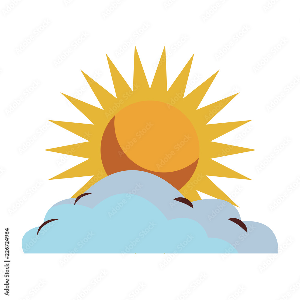 Poster Sun on cloud cartoon