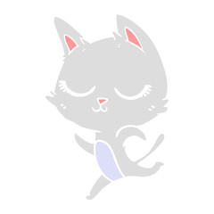 calm flat color style cartoon cat