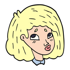 cartoon doodle face of a girl