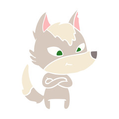 friendly flat color style cartoon wolf