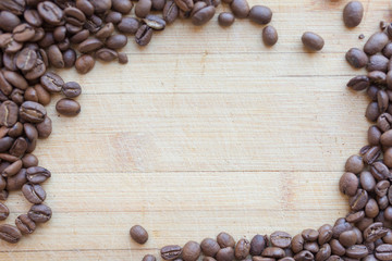 background of coffee beans and boards