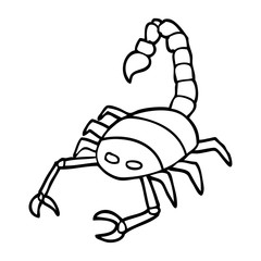 line drawing cartoon of a scorpion