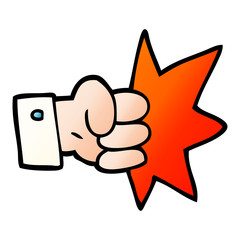 cartoon doodle punching fist