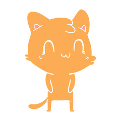 flat color style cartoon happy cat