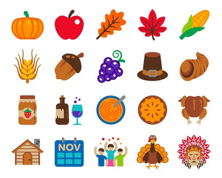 thanksgiving Day icon set,colorful decorate illustration