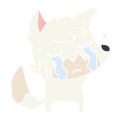 crying fox flat color style cartoon