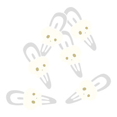 flat color illustration of a cartoon skull hairclips