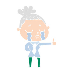 flat color style cartoon crying businesswoman