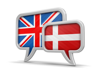 Speech bubbles with flags. Image with clipping path