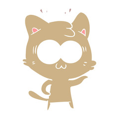 flat color style cartoon surprised cat