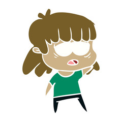 flat color style cartoon tired woman