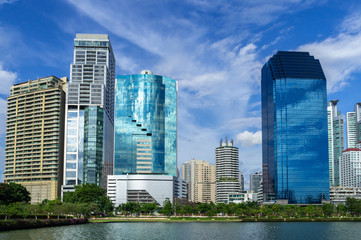 Fototapeta premium Bangkok city - Cityscape downtown Business district urban area , landscape Bangkok Thailand