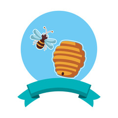 Honeycomb and bee cartoon