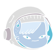 flat color style cartoon astronaut face