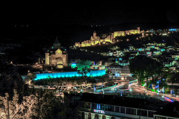 Fototapeta premium Tbilisi Old Tovn at night, Georgia