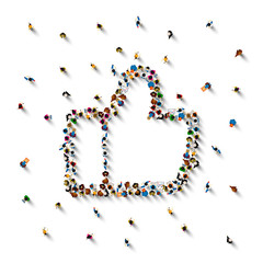 People in the heap in the form of a symbol to like. Vector illustration