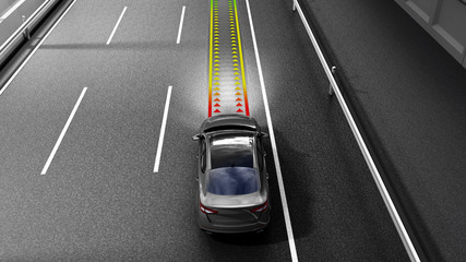 modern concept of a safe car Collision monitoring system 3d render image
