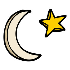 cartoon doodle moon and star shape