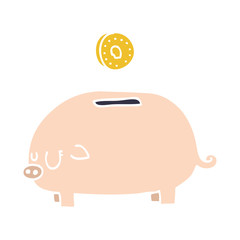 cartoon doodle piggy bank