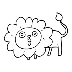 line drawing cartoon happy lion