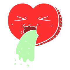 flat color style cartoon love sick heart