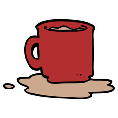 cartoon doodle of spilt mug of tea
