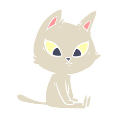 confused flat color style cartoon cat