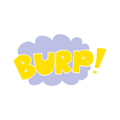 flat color illustration of a cartoon burp text