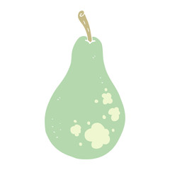 flat color illustration of a cartoon pear
