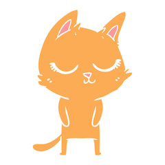 calm flat color style cartoon cat