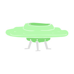 flat color illustration of a cartoon flying saucer