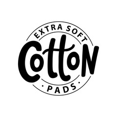 Cotton pads label. Text logo lettering. Hand drawn vector illustration.