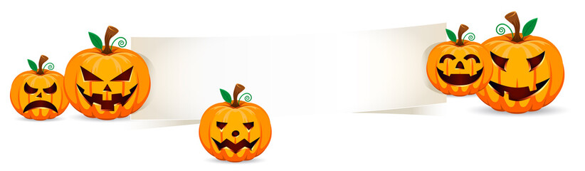 scary halloween pumkins with sign